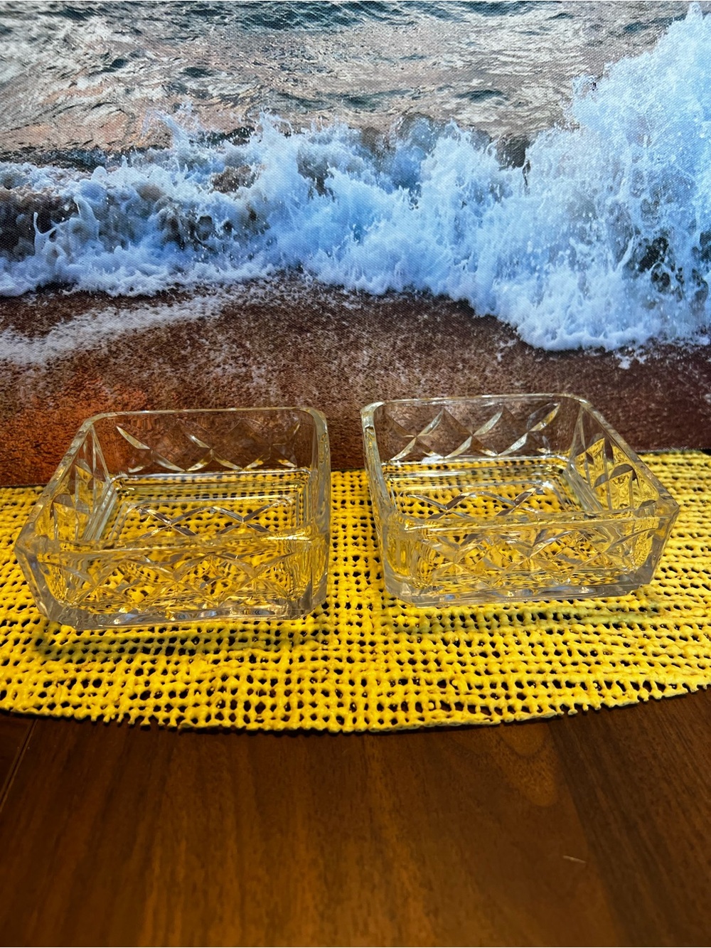 Vintage from the 1970s clear  trinket dish. (set of 2)